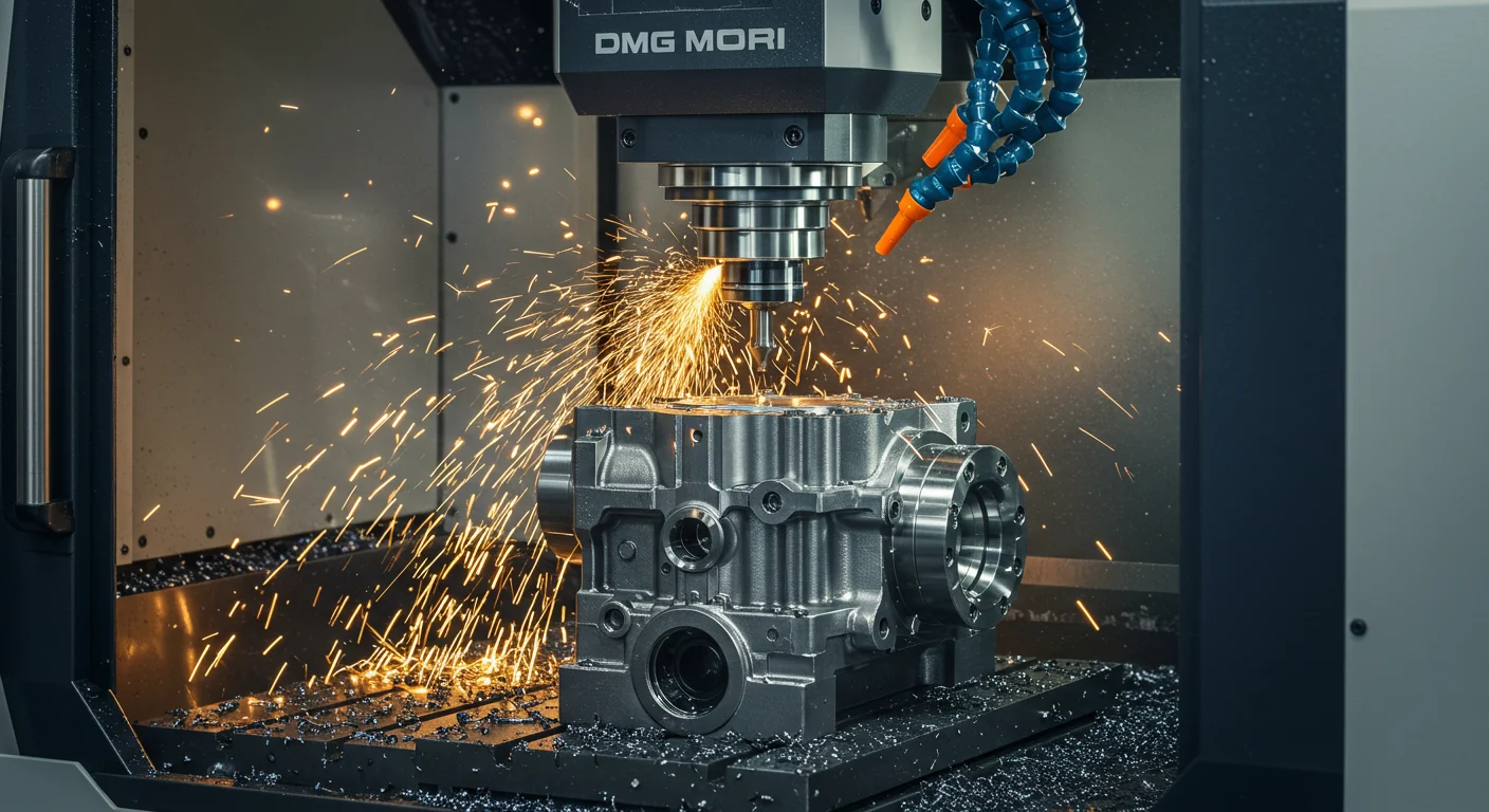 5-axis CNC milling machine in operation