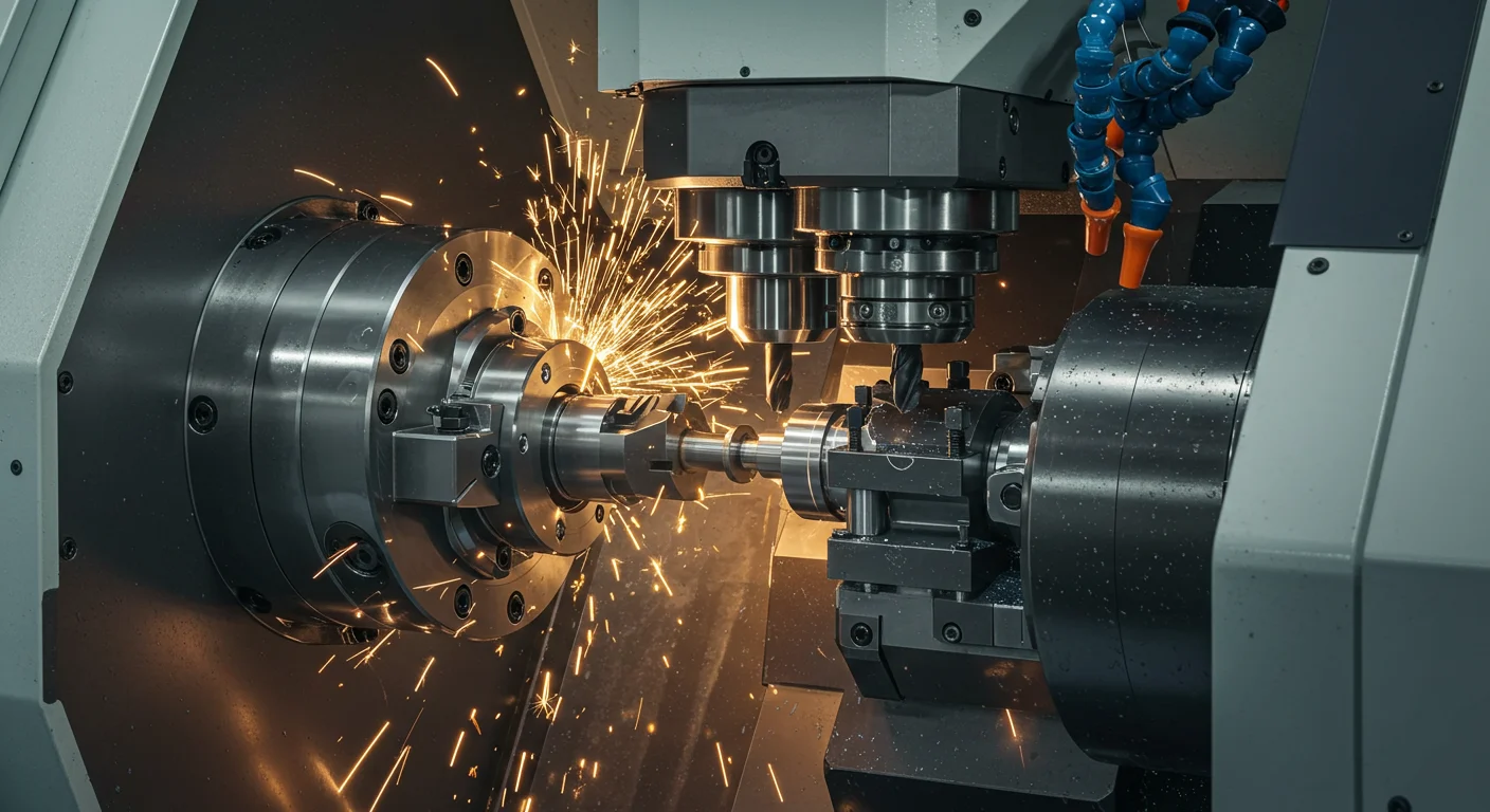 CNC turning machine in operation